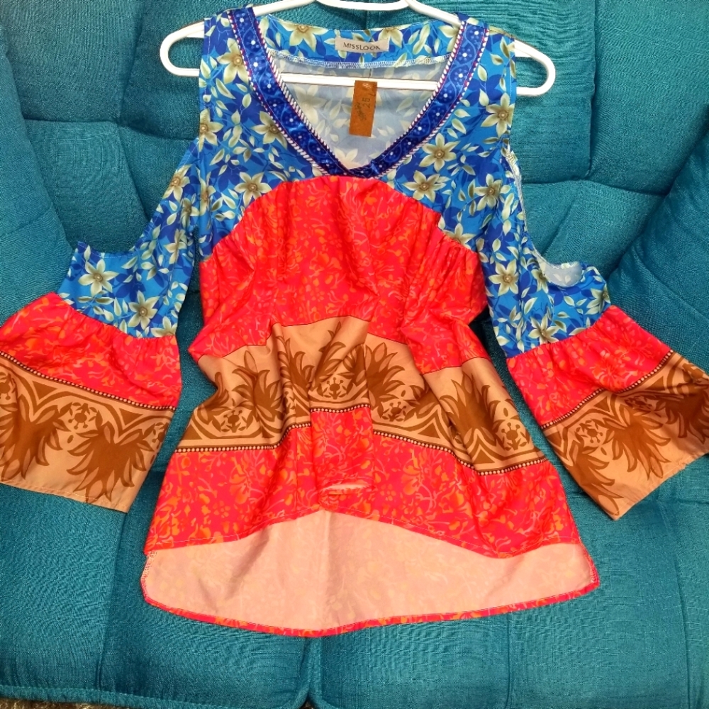 Colorful Boho blouse Size L